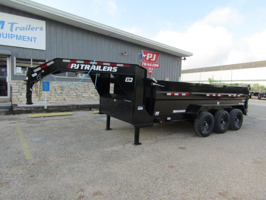 7X16 GN DUMP TRAILER W/ 3-7K AXLES, 14 PLY TIRES, 36" SIDES, HYD JACKS, RAMPS, TARP Image 3