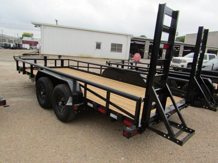83"X18' HD BUMPER PULL TRAILER W/ 7K AXLES, 5' FOLD UP RAMPS Image 0