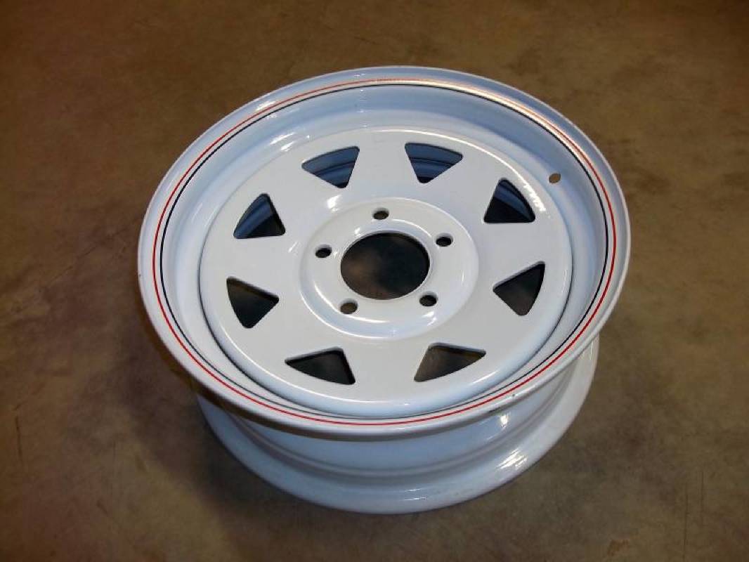 WHEEL-15X5 ON 5 4.75 WHITE SPOKE
